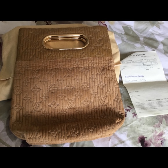 💯Authentic Louis Vuitton Suede/Patent Clutch - Picture 2 of 8
